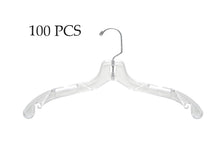 Load image into Gallery viewer, Middle Heavy Weight, Plastic Dress, Suits Hangers, 17.5" Clear, Pack of 100