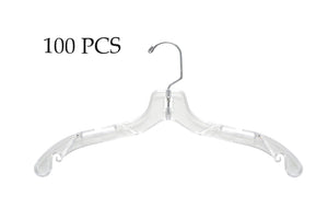 Middle Heavy Weight, Plastic Dress, Suits Hangers, 17.5" Clear, Pack of 100